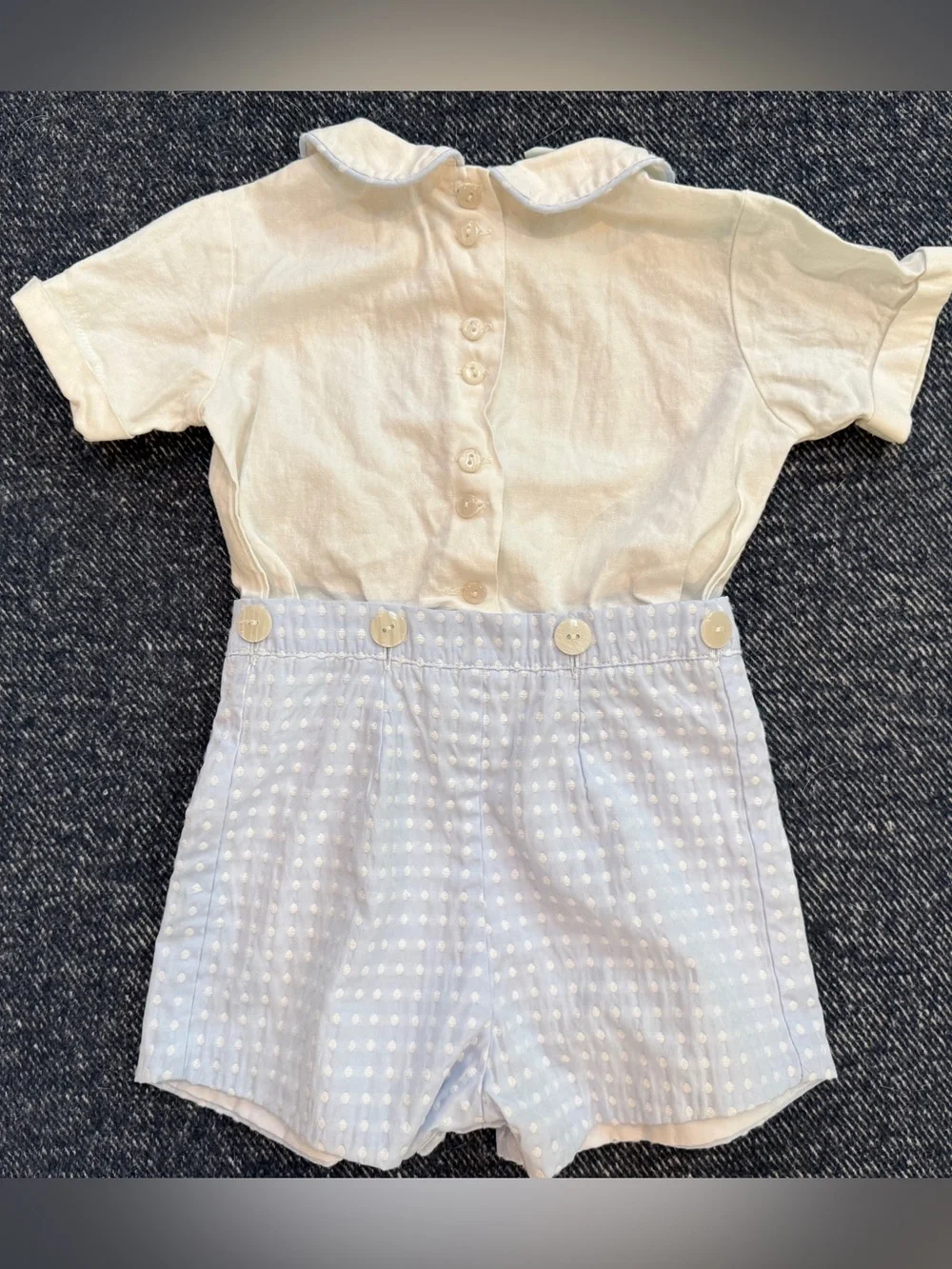 Alice Kathleen & Company Boys One Piece Outfit Peter Pan Collar Blue White 3T